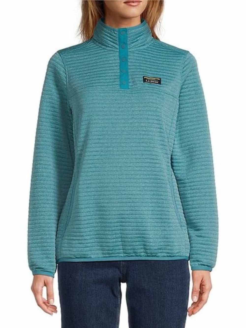 L L.Bean Airlight Knit Pullover in a teal hue with a snap-collar teal Size 3X